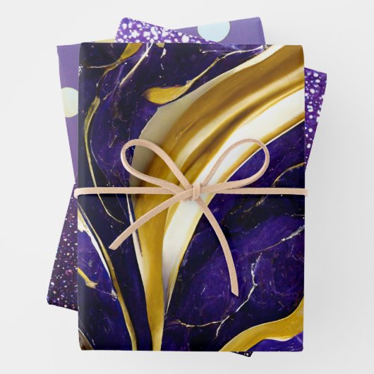 トレンディーモダンアムネスティ・パープルマルチパターン（の模様が）ある ラッピングペーパーシート (インサイチュ)