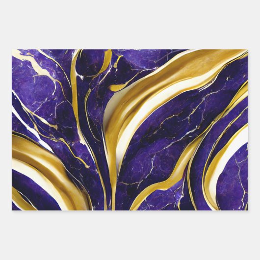 トレンディーモダンアムネスティ・パープルマルチパターン（の模様が）ある ラッピングペーパーシート (正面)