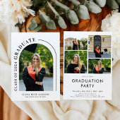 トレンディーモダンアーチ写真卒業 招待状