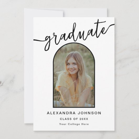 トレンディーモダンアーチ写真卒業 案内状 (正面)