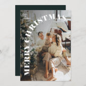 トレンディーモダンアーチ型メリークリスマス家族の写真 シーズンカード (正面/裏面)