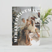 トレンディーモダンアーチ型メリークリスマス家族の写真 シーズンカード (スタンド正面)