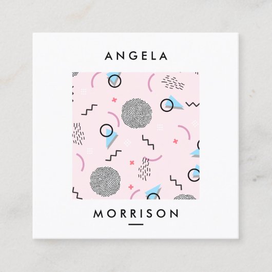 トレンディーモダンアーティストデザイナーピンク スクエア名刺 (正面)