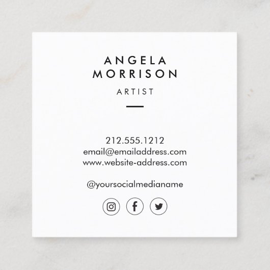 トレンディーモダンアーティストデザイナーピンク スクエア名刺 (裏面)