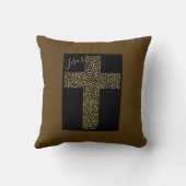 トレンディーモダンイエズス金ゴールドクロスブラウン クッション (裏面)
