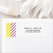 トレンディーモダンイエローおよび紫のストライプ住所 ラベル (インサイチュ)