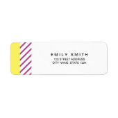トレンディーモダンイエローおよび紫のストライプ住所 ラベル (正面)