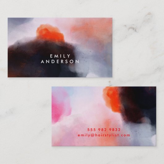 トレンディーモダンウォーターカラー抽象芸術アート 名刺 (正面/裏面)