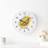 トレンディーモダンウォーターパーソナライズされたカラーイエローレモン ラージ壁時計 (ホーム)