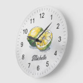 トレンディーモダンウォーターパーソナライズされたカラーイエローレモン ラージ壁時計 (傾斜)