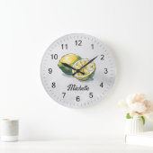 トレンディーモダンウォーターパーソナライズされたカラーイエローレモン ラージ壁時計 (ホーム)