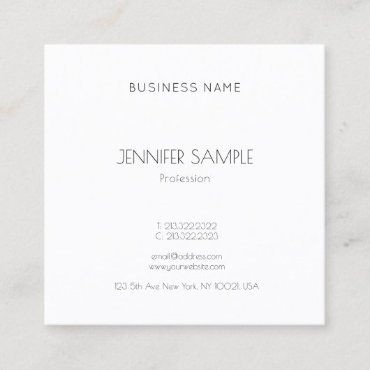 トレンディーモダンエレガントシシンプルックテンプレートラグジュアリー スクエア名刺 (正面)