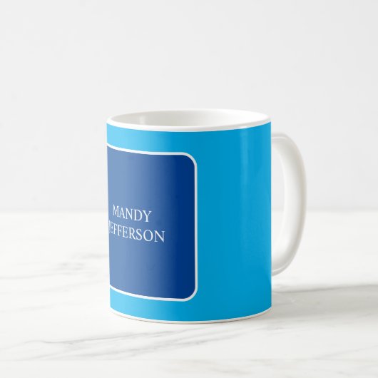 トレンディーモダンエレガントシンプルの青い名前の追加 コーヒーマグカップ (正面右)