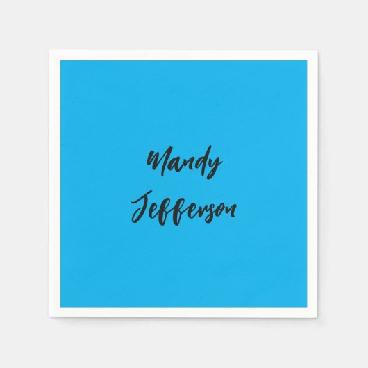トレンディーモダンエレガントシンプルの青い名前の追加 スタンダードカクテルナプキン (正面)