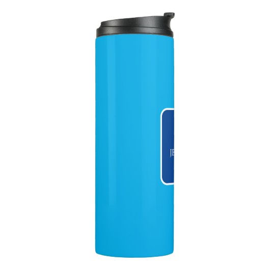 トレンディーモダンエレガントシンプルの青い名前の追加 タンブラー (回転左)