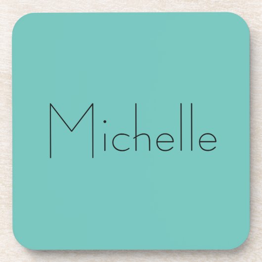 トレンディーモダンエレガントシンプルブルーあなたの名前 コースター (正面)