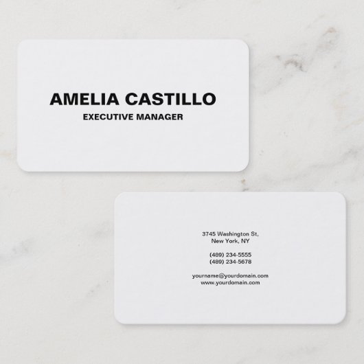 トレンディーモダンエレガントシンプル白黒はっきりした 名刺 (正面/裏面)