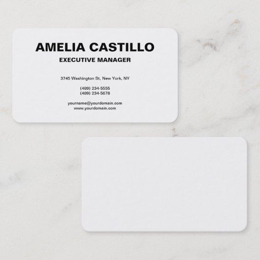 トレンディーモダンエレガントシンプル白黒はっきりした 名刺 (正面/裏面)