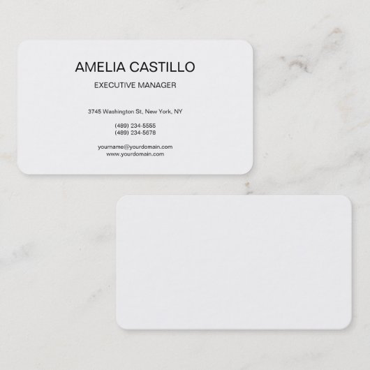 トレンディーモダンエレガントシンプル白黒 名刺 (正面/裏面)