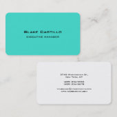 トレンディーモダンエレガントターコイズブルーホワイト 名刺 (正面/裏面)