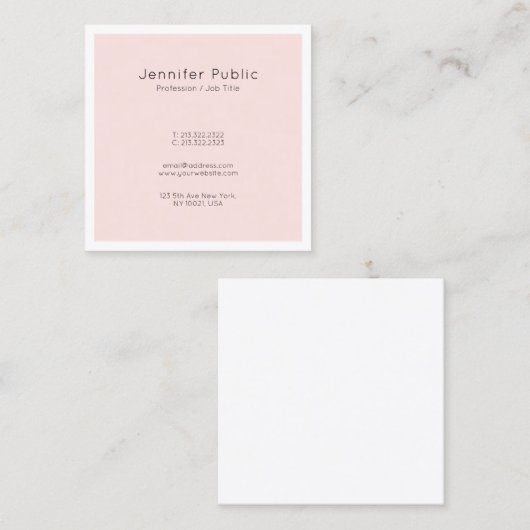 トレンディーモダンエレガントデザインピンクプロフェッショナル スクエア名刺 (正面/裏面)