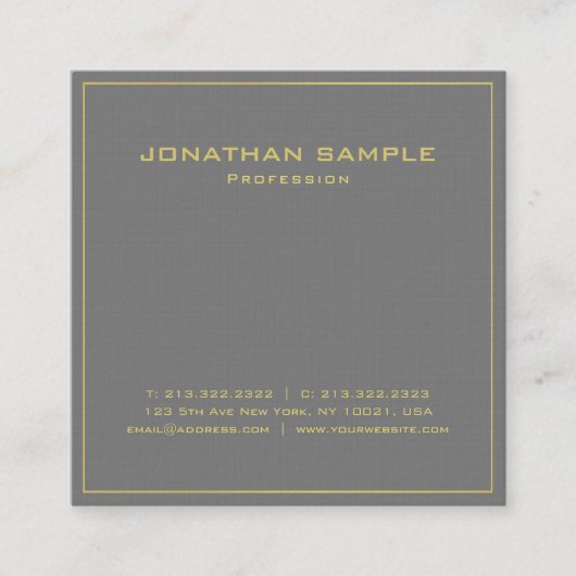 トレンディーモダンエレガントデザインプレミアムリネンデラックス スクエア名刺 (正面)