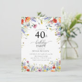 トレンディーモダンエレガントフローラ | 40歳の誕生日 招待状 (スタンド正面)