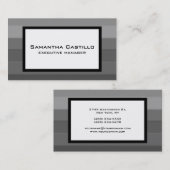 トレンディーモダンエレガントホワイトストライプのグレー 名刺 (正面/裏面)