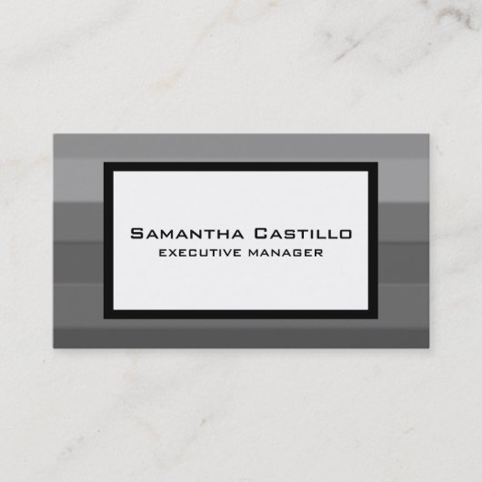 トレンディーモダンエレガントホワイトストライプのグレー 名刺 (正面)