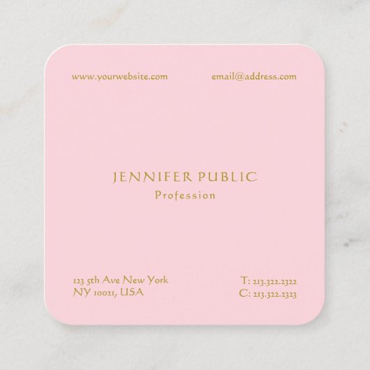 トレンディーモダンエレガントラグジュアリープロフェッショナルテンプレート スクエア名刺 (裏面)