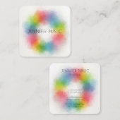 トレンディーモダンエレガント抽象芸術レインボーカラー スクエア名刺 (正面/裏面)