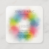 トレンディーモダンエレガント抽象芸術レインボーカラー スクエア名刺 (裏面)