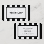 トレンディーモダンエレガント白黒ストライプの 名刺 (正面/裏面)