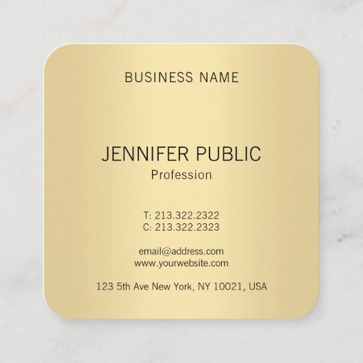トレンディーモダンエレガント金ゴールドモノグラムテンプレート スクエア名刺 (裏面)