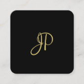 トレンディーモダンエレガント金ゴールドモノグラムテンプレート スクエア名刺 (正面)