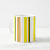 トレンディーモダンオレンジイエローホワストライプイト コーヒーマグカップ (正面左)