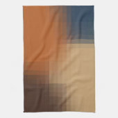 トレンディーモダンオレンジブルーイエローベージュパターン キッチンタオル (縦)
