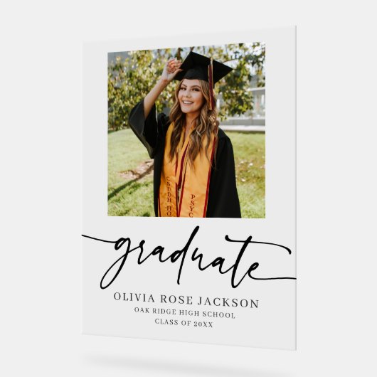 トレンディーモダンカジュアル写真の卒業へようこそ アクリルサイン (傾斜)