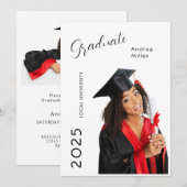 トレンディーモダンカジュアル写真卒業招待状 招待状 (正面/裏面)