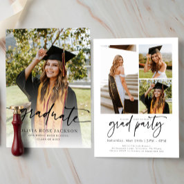 トレンディーモダンカジュアル写真卒業 招待状