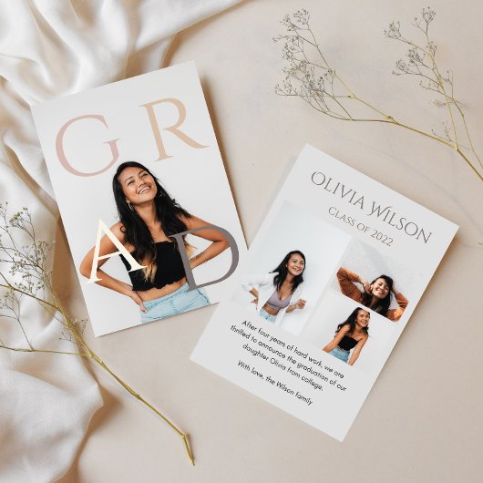 トレンディーモダンカジュアル写真卒業 招待状