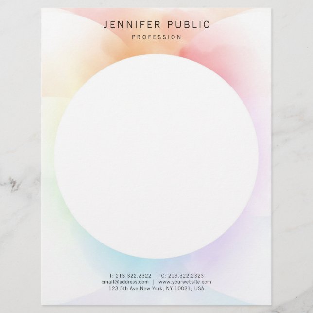 トレンディーモダンカラフルシンプルデザインテンプレート レターヘッド (正面)