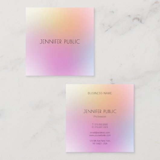 トレンディーモダンカラフルデザインテンプレートエレガント スクエア名刺 (正面/裏面)