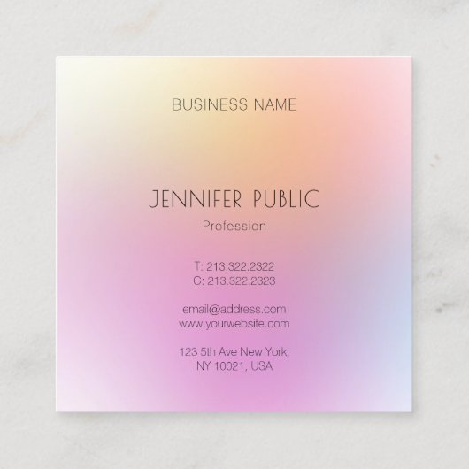 トレンディーモダンカラフルデザインテンプレートエレガント スクエア名刺 (裏面)