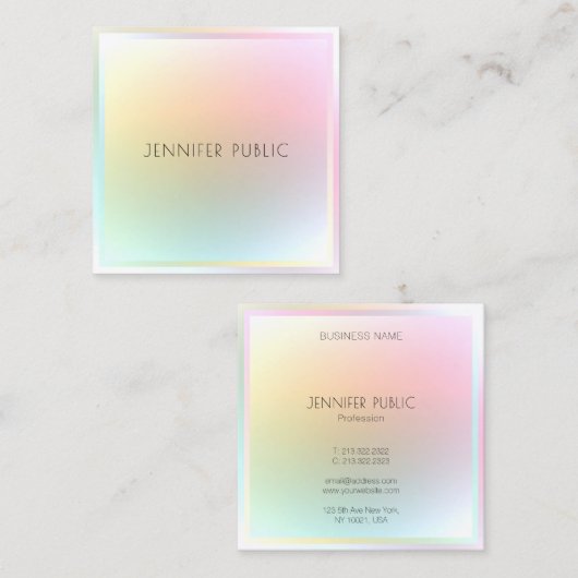 トレンディーモダンカラフルプロフェッショナルテンプレート スクエア名刺 (正面/裏面)