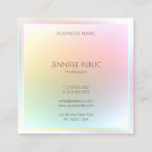 トレンディーモダンカラフルプロフェッショナルテンプレート スクエア名刺 (裏面)