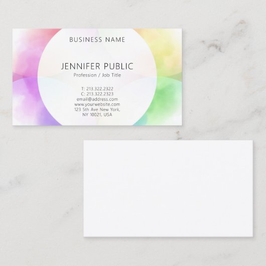 トレンディーモダンカラフルミニマルエレガントデザイン 名刺 (正面/裏面)