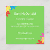 トレンディーモダンカラフル抽象芸術花桃色 スクエア名刺 (裏面)