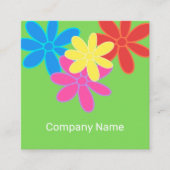 トレンディーモダンカラフル抽象芸術花桃色 スクエア名刺 (正面)