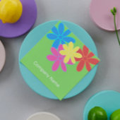 トレンディーモダンカラフル抽象芸術花桃色 スクエア名刺